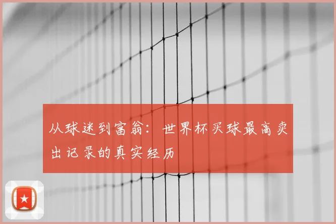 从球迷到富翁:世界杯买球最高卖出记录的真实经历